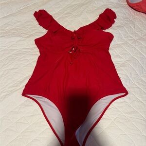 Red Ruffled One-Piece Swimsuit